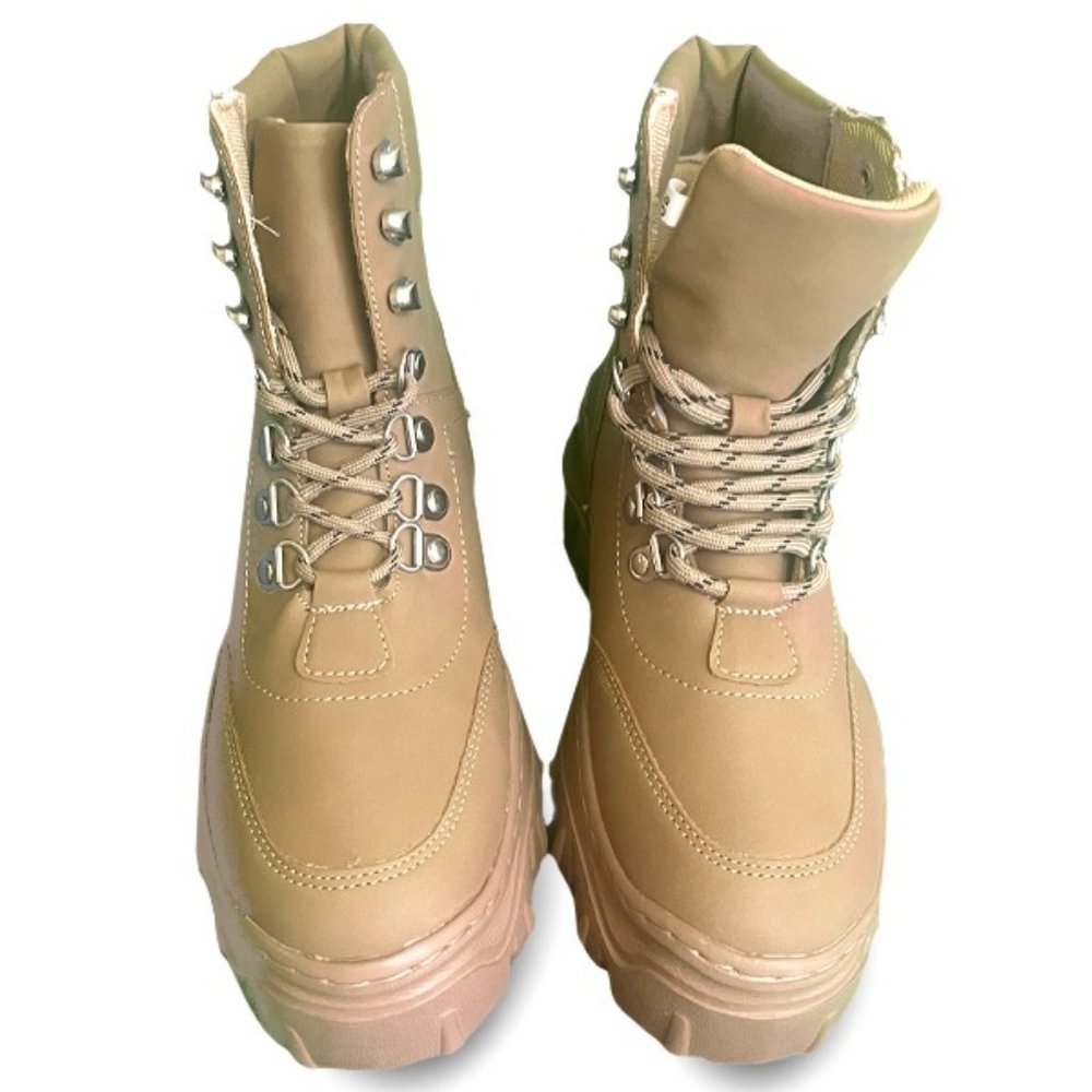 Never Worn! - NWT - PrettyLittleThing - Sand Platform Chunky Combat Boot